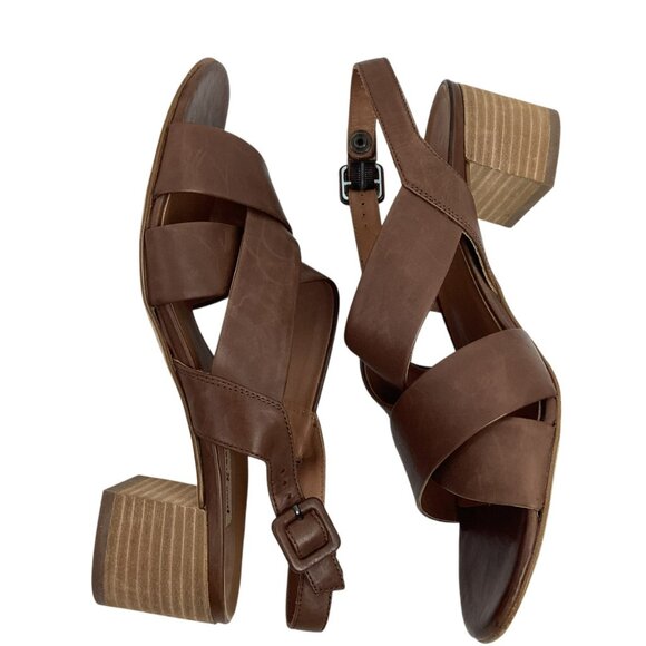 Paul Green Reese Slingback Womens 9 Brown Leather Sandals Criss Cross Straps - Picture 9 of 16